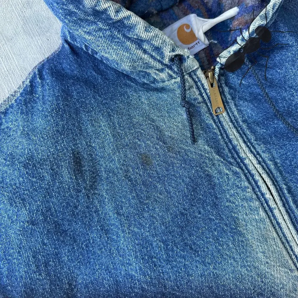 Carhartt JB848 denim blue hooded work wear jacket